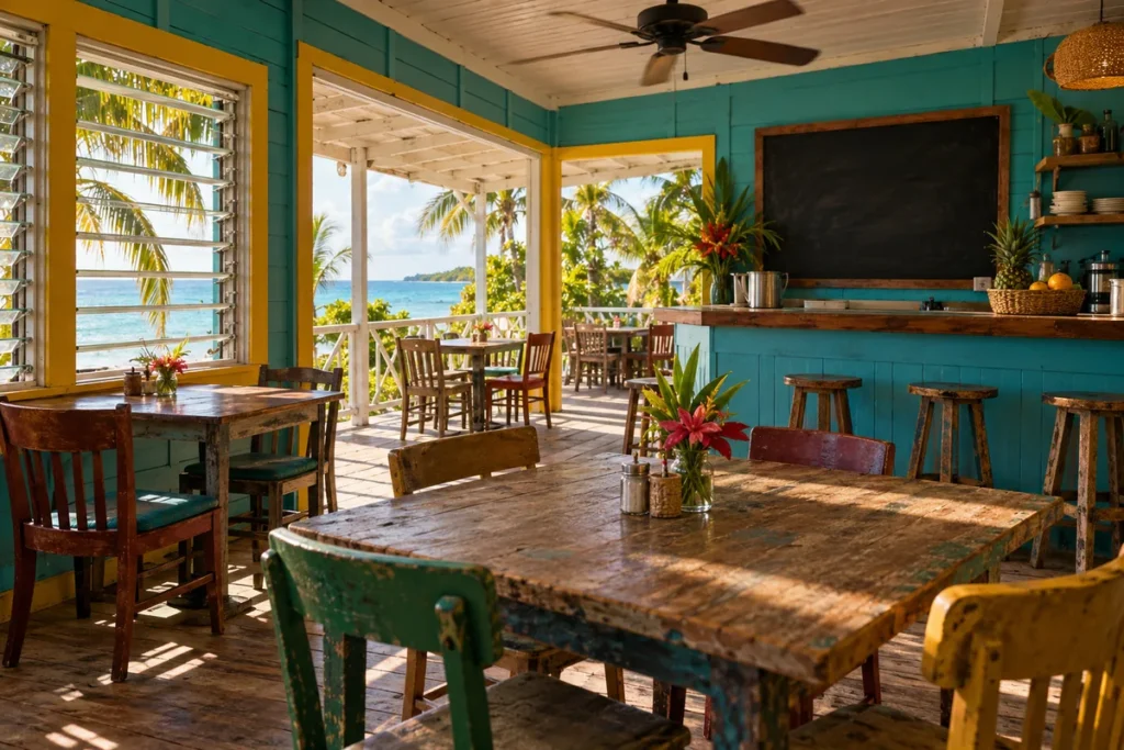 Two Sisters restaurant, Rum Cay, Bahamas