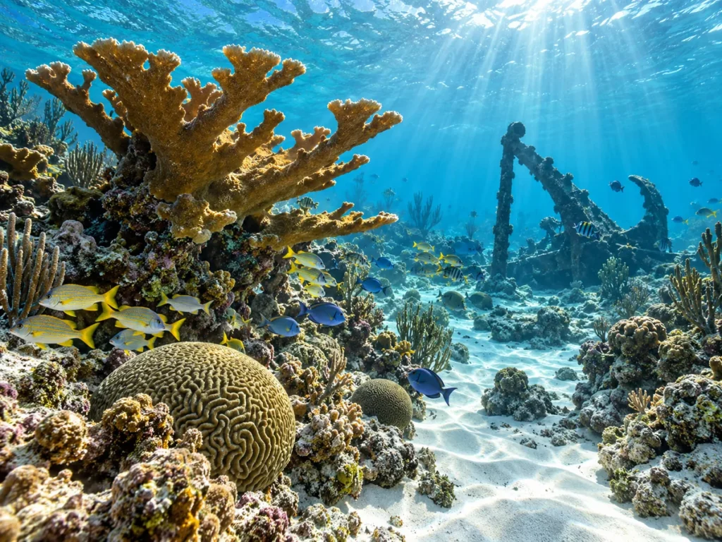 Reef and shipwreck diving off Rum Cay, Bahamas
